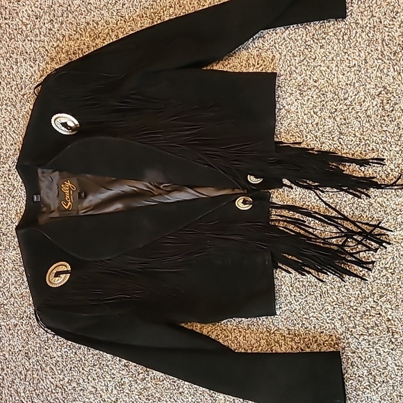 (258)Vintage Scully black suede fringe jacket - Picture 3 of 17